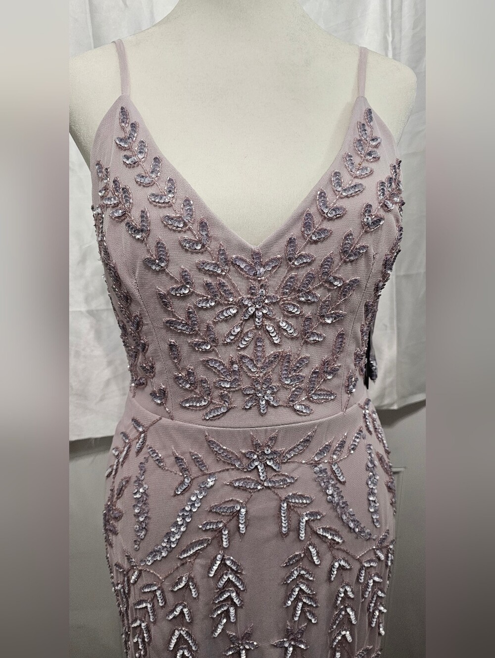 Marina Lavender Beaded Sequin Formal V-Neck Gown Size S NWT - Picture 4 of 13